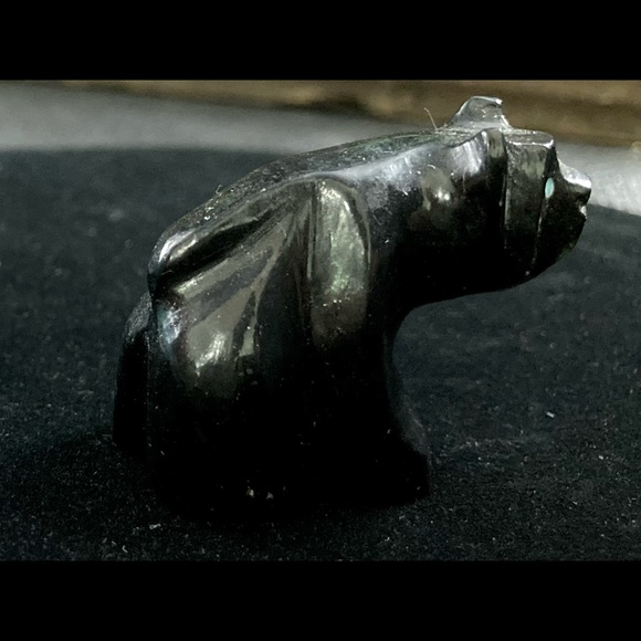 Vintage ZUNI Native American Hand Carved Fetish Turquoise Eyes DAVID CHAVEZ - Picture 7 of 10